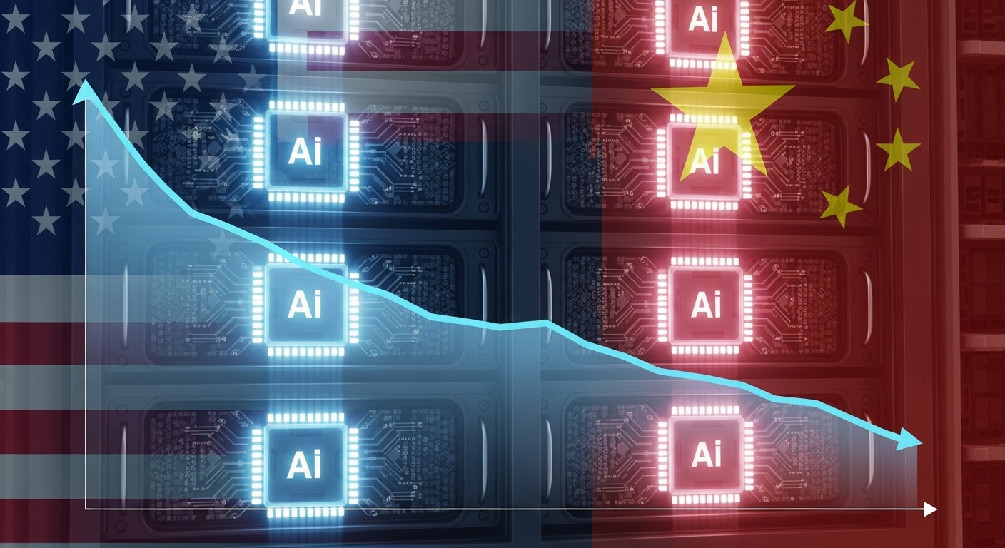 Illustration of US export restrictions impacting Nvidia’s H20 chip market