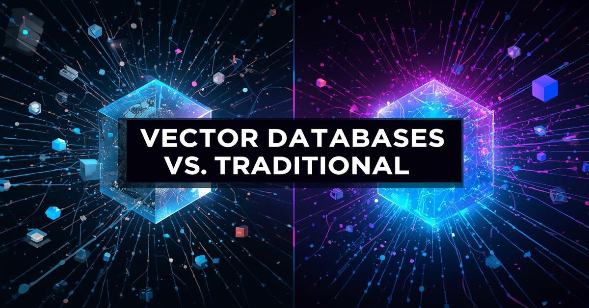 Illustration comparing vector databases and traditional databases for AI-powered semantic search and similarity search