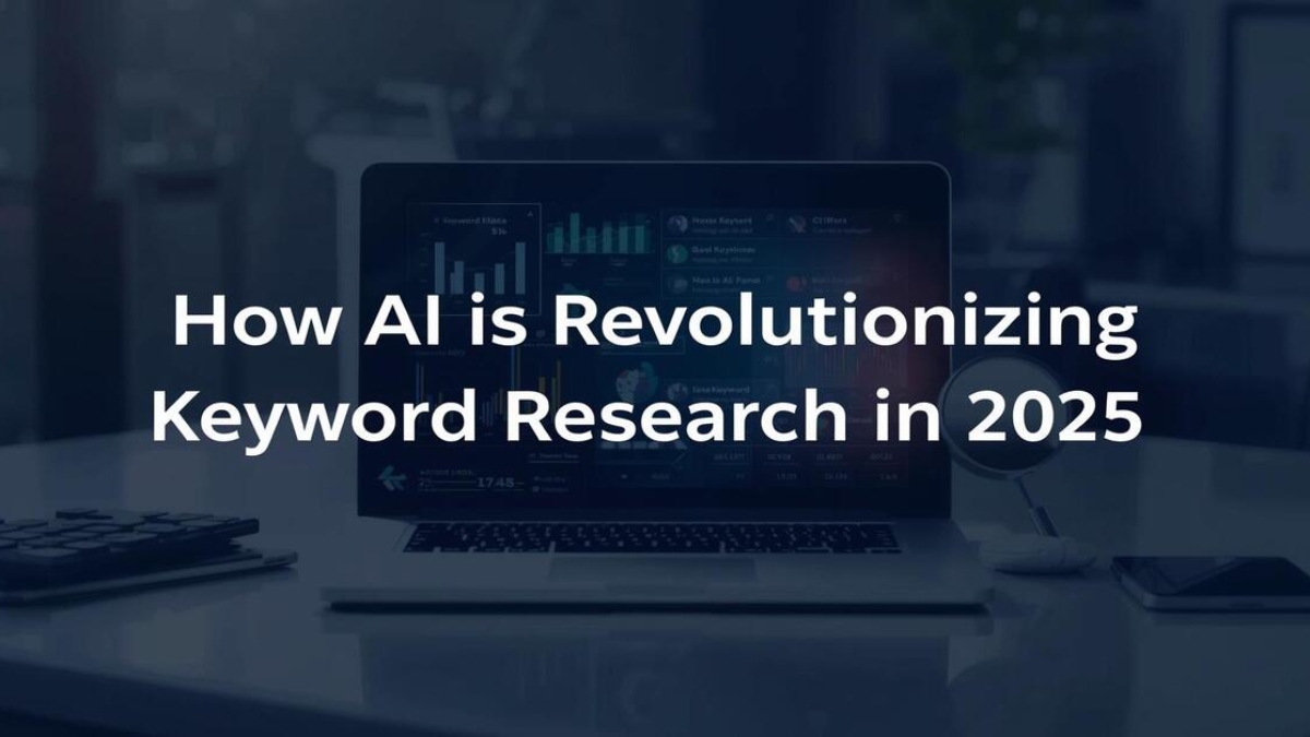 Laptop showing AI-driven keyword research charts and tools — How AI Is Revolutionizing Keyword Research in 2025