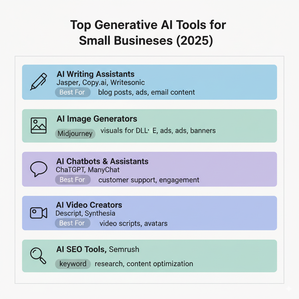 Side-by-side comparison of free and paid generative AI tools for small business marketing in 2025, showing cost-effectiveness and capabilities.