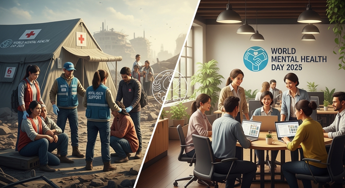 People promoting World Mental Health Day 2025 with support, awareness, and wellness activities
Title: World Mental Health Day 2025 Awareness and Support