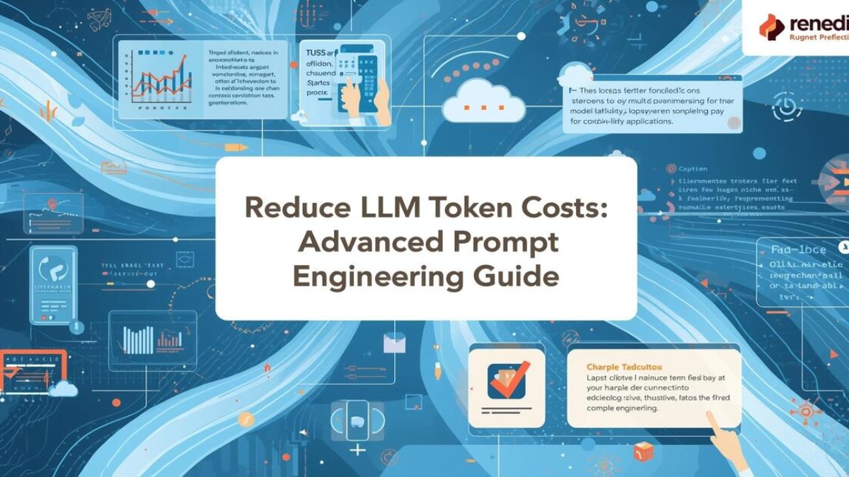 Illustration of LLM token optimization and prompt engineering strategies for cost-effective, scalable AI applications.